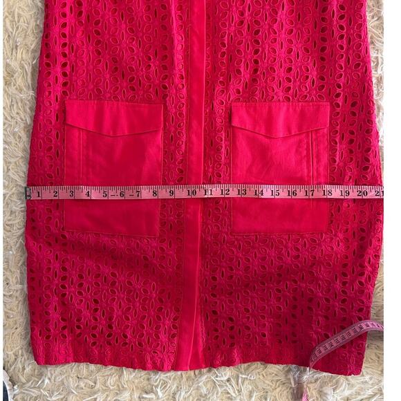 Cece Women's Sz 10 Bright Pink Lined Eyelet Sleeveless Sheath Shirt Dress #0327 - Picture 14 of 14